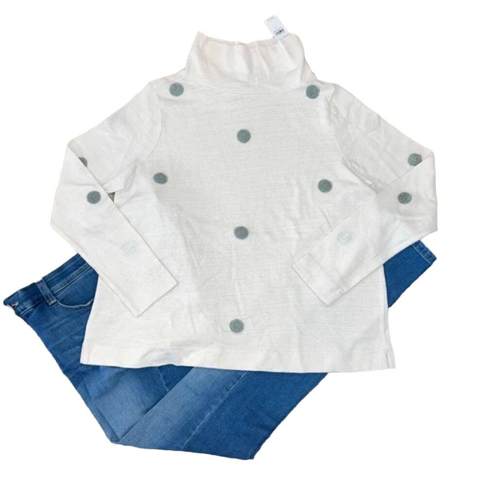 NWT LOFT Whisper White/Ivory Dotted Mock Neck Sweatshirt - SIZE MEDIUM